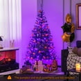 thumbnail image 4 of Gymax 6 ft Pre-lit Black Halloween Tree Hinged Christmas Tree w/ Purple LED Lights, 4 of 10