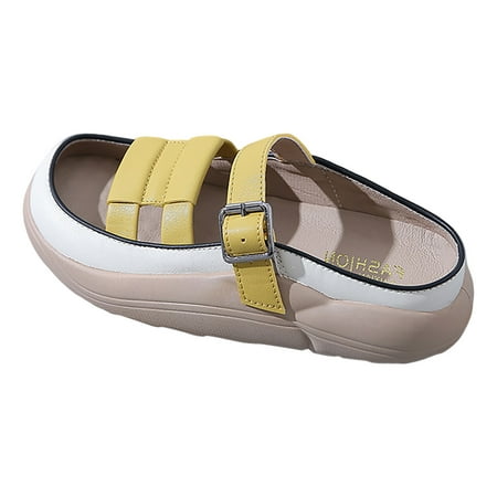 

PEASKJP Dressy Sandals Women Wide Width Women s Summer Sandals Casual Comfortable Bohemia Beach Flat Sandals Open Toe Ankle Crystal Gladiator Shoes (Yellow 7.5)