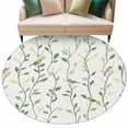thumbnail image 2 of Green Botanical Round Area Rug 5 FT, Non Slip Bedroom Rugs, Spring Summer Birds Watercolor Washable Soft Circular Carpet Non-Shedding Floor Mat for Kitchen Dining Room Foyer Balcony Dorm, 2 of 8