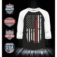 thumbnail image 2 of Shop4Ever Men's American Flag Red Line Patriotic 4th of July Raglan Baseball Shirt X-Large Black/White, 2 of 4