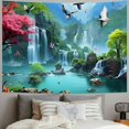thumbnail image 2 of Orinice Nature Tapestry Wall Hanging, Mountain Forest River Landscape Tapestry Home Decor, Fairy Tale World Cherry Blossom Scene Aesthetic Tapestry for Bedroom Living Room  50x40inch, 2 of 6