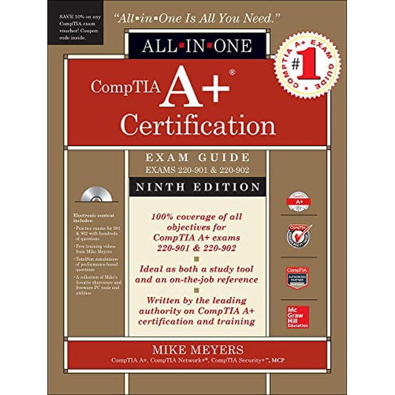 Pre-Owned CompTIA A Certification All-in-One Exam Guide, Ninth Edition (Exams 220-901 & 220-902), 9781259589515, 125958951X, Hardcover, 9 edition