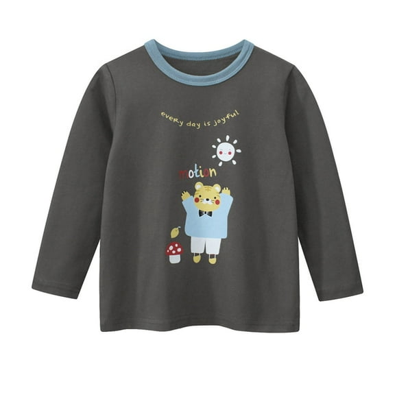 SERTG Unisex Kids Long Sleeve Tee Shirts Cute Basic Crewneck T-Shirts for Child/Child/Toddlers Long-Sleeve T-Shirts 2-10 Years(Dark Gray,3 Years)