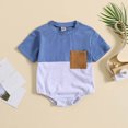 thumbnail image 2 of Otqutp Toddler Sport Clothing Boys Girls Short Sleeve Patchwork Colour Romper Bodysuits With Pockets 0 to 24 Months, 2 of 6