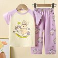 thumbnail image 2 of TOWED22 Toddler Girl Boy Shorts Sets Summer Clothes 2pcs Lovely Graphic Short Sleeve Tee Shirt Elastic Waist Shorts Pockets(Light Purple,9-10 Y), 2 of 4