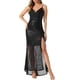 thumbnail image 1 of Vestido de Noche de Lentejuelas INSPIRE CHIC para Mujeres con Escote en V y Tirantes Espagueti, Vestido Largo con Abertura, 1 of 6