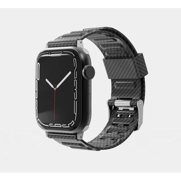 For Apple Watch Size 42/44/45mm Sport Bands Carbon Fiber Design Rubber TPU Replacement Band Strap for iWatch Series 7/SE/6/5/4/3/2/1 Cover ,Xpm Phone Case [Black]