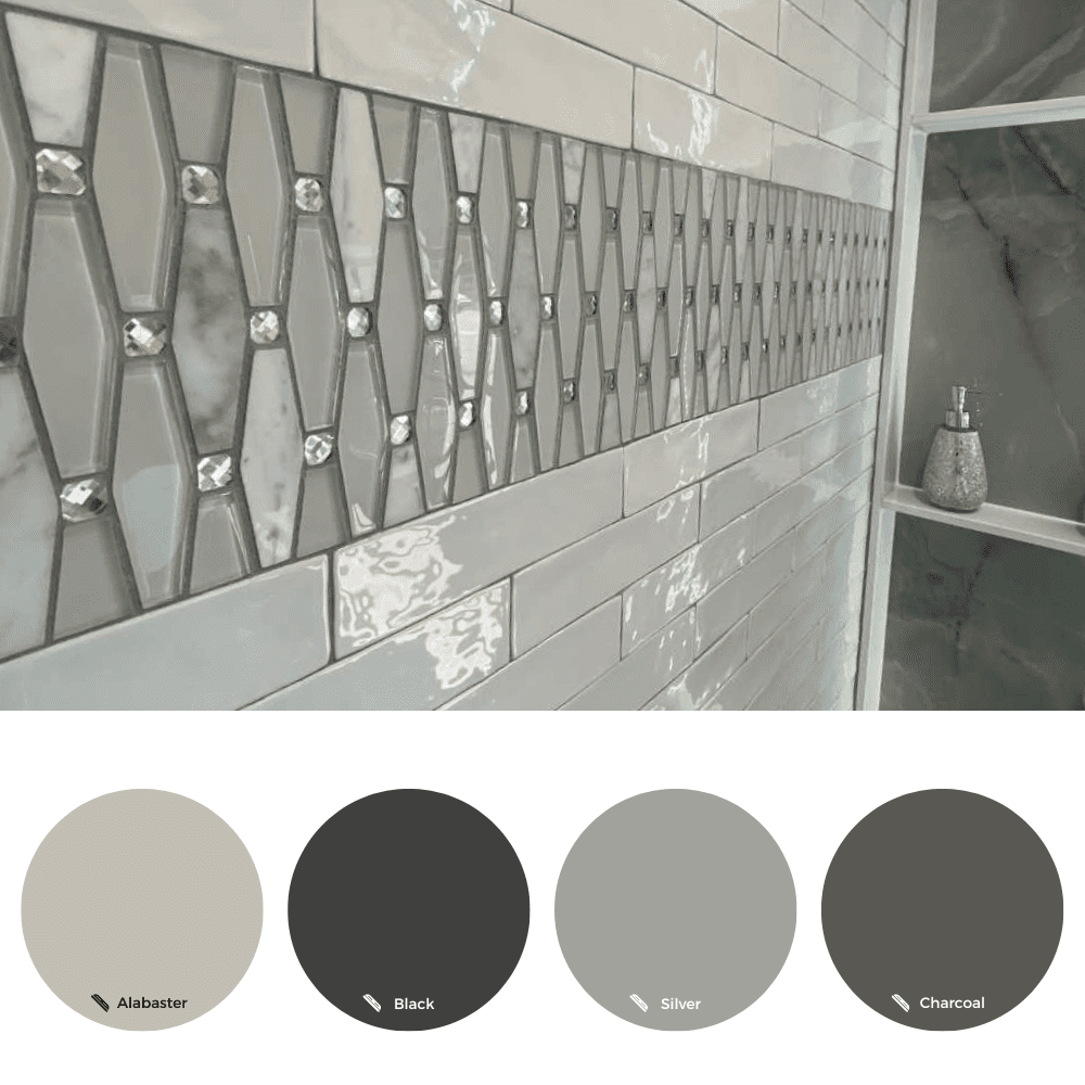 The Tile Life Carrara 12" x 12" Diamond White Polished Glass Mosaic Wall Tile, 1 Sheet