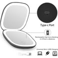 thumbnail image 4 of Wattne Travel Mirror with Light, Rechargeable 1x/10x Compact Magnifying Mirror, Dimmable Pocket Mirror,Handheld 2-Side Mirror with Light,3.5inch Travel Size,Portable for Handbag,Purse,Gift,Black, 4 of 7