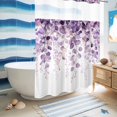 thumbnail image 6 of No Hook Shower Curtain, Purple Eucalyptus Waterproof Fabric Shower Curtains for Bathroom, Spring Botanical Plant Aesthetic Long Bathroom Curtain with Mesh Top Window for Home Hotel Bathtub 72"x84", 6 of 9