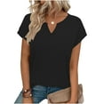 thumbnail image 4 of Ounisa Womens Summer Tops Cap Sleeve V Neck Tshirts Spring Blouses Beach Vacation Clothes, 4 of 6