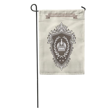 SIDONKU Crest Family of Arms Heraldic Shield Crown and Laurel Wreath Garden Flag Decorative Flag House Banner 28x40 inch