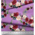 thumbnail image 3 of Soimoi Purple Cotton Poplin Fabric Ranunculus & Penoy Floral Print Print Fabric by the Yard 42 Inch Wide, 3 of 3