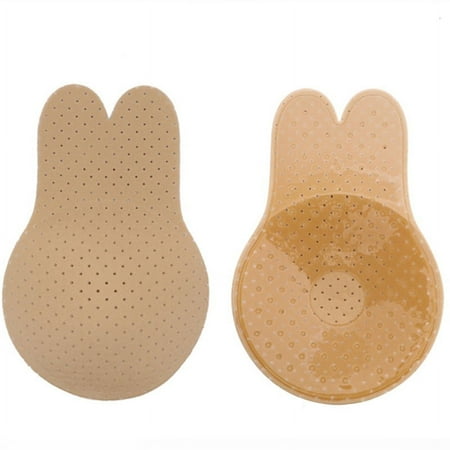 Nipple Cover Invisible Adhesive Bra with Breathable Hole 2x Silicone Rabbit Push Up Lift Bra Pad Invisible Nipple Pasties Cover