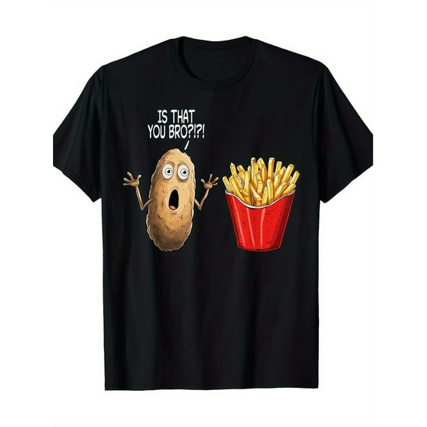 Camiseta divertida de hamburguesas, papas fritas, para hombre, 220 g
