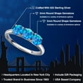 thumbnail image 2 of Gem Stone King 925 Sterling Silver Simulated Blue Opal Engagement Ring for Women | 1.50 Cttw | Round Cabochon 5MM | Gemstone October Birthstone | Size 5, 2 of 6