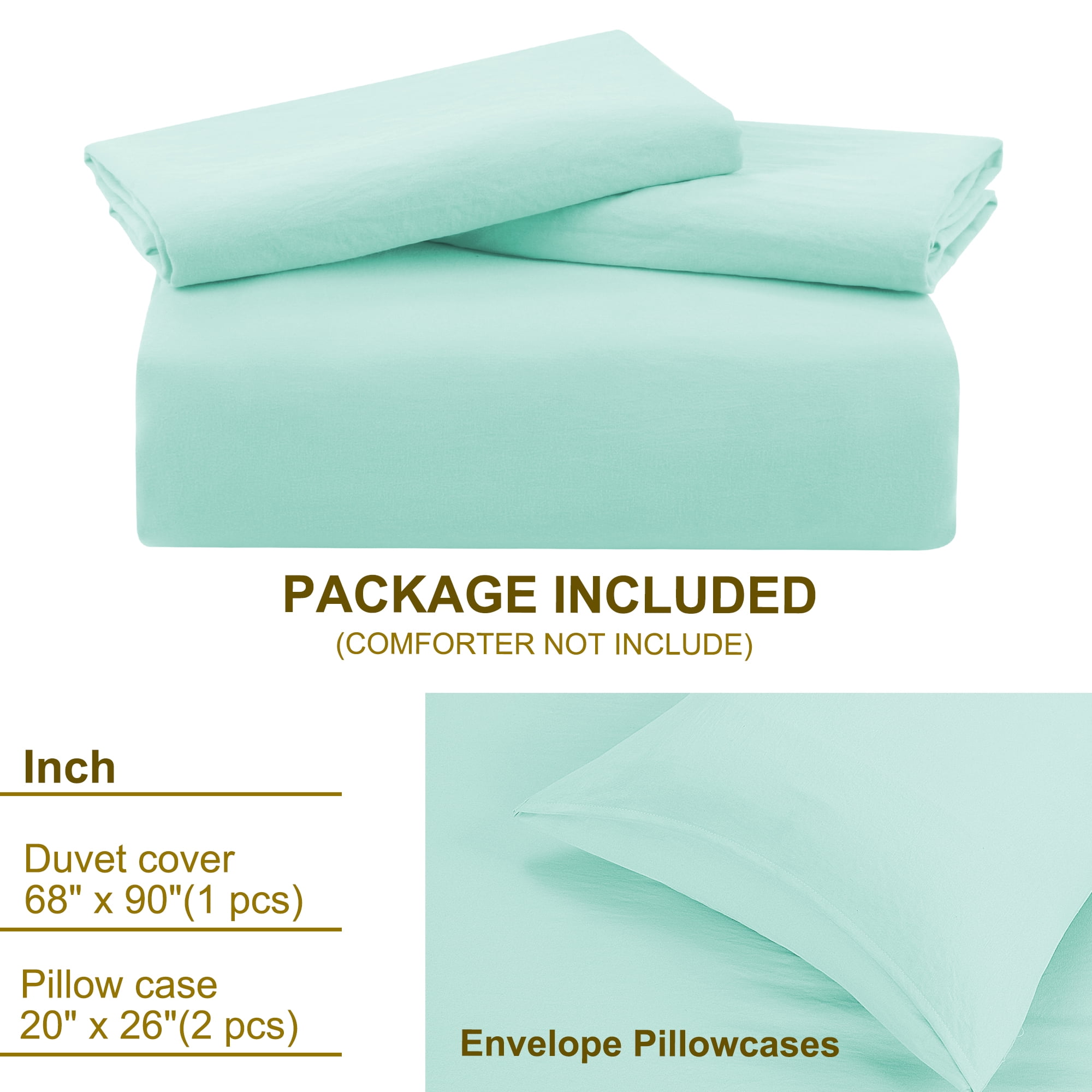 Unique Bargains 100% Microfiber Soft 3 Pieces Duvet Cover Set Twin Aqua Blue