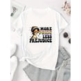 thumbnail image 2 of Motif Fille Anglaise Créative Imprimé Mode Féminine Tendance Col Rond Manches Courtes, T-Shirt de Sport Simple et Décontracté, Haut d'Été Confortable pour les Fêtes des Pères, Fête des Mères, Nouvel An, Printemps, 2 of 6