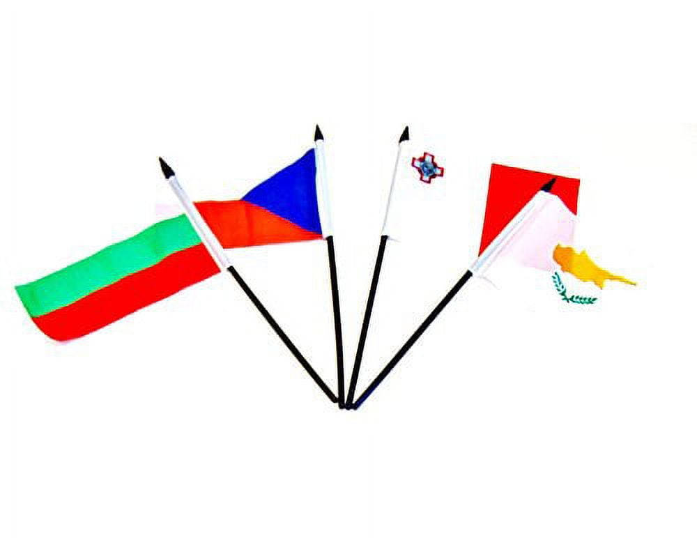 EUROPEAN UNION (EU) WORLD FLAG SET with BASES--28 Polyester 4"x6" Flags, One Flag for Each Country in the European Union (EU), 4x6 Miniature Desk & Table Flags, Small Mini Stick Flags