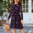 thumbnail image 2 of DISNIMO Purple Butterfly Dress for Girls Long Sleeve Midi Dress Kids Girl Dresses 5-6 Years Kids Dress with Collar for Girls Ruffle Collar Dress Kids Fall Dresses Kids Church Dresses Winter, 2 of 7