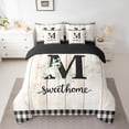 thumbnail image 2 of Castle Fairy Teens Monogrammed Letter 7 Pieces Bedding Comforter Set,Geometric Plaid Full Bedding Set Lightweight,Rustic Cabin Fitted Sheet Flat Sheet,Breathable Home Decor, 2 of 8