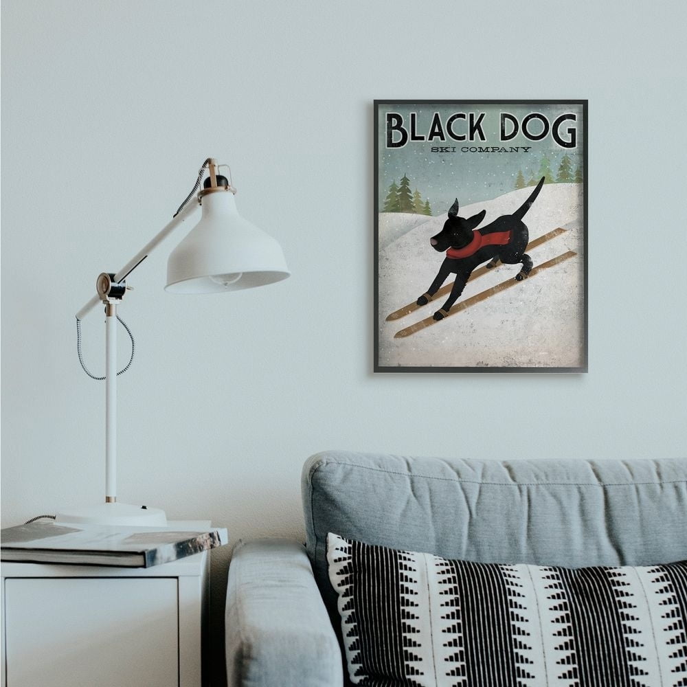 Stupell Industries Black Dog Ski Company Winter Sports Pet Sign Designed by Ryan Fowler
