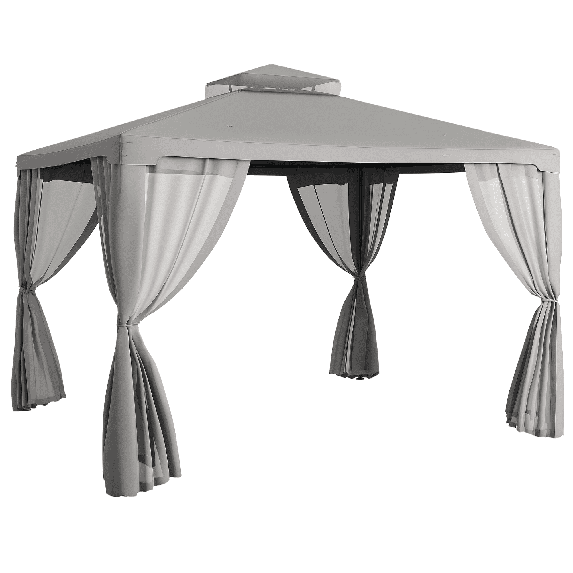 Outsunny 9.6' x 11.6' Patio Gazebo, Steel Frame, Polyester Roof, Outdoor Canopy Shelter, Gray