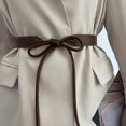 thumbnail image 3 of Women Fashion Non-hole Waist Chain Waist Band Wide Round Rope Belt Leather Thin Belt Sweater Strap Knotted Waist Belt BROWN, 3 of 8