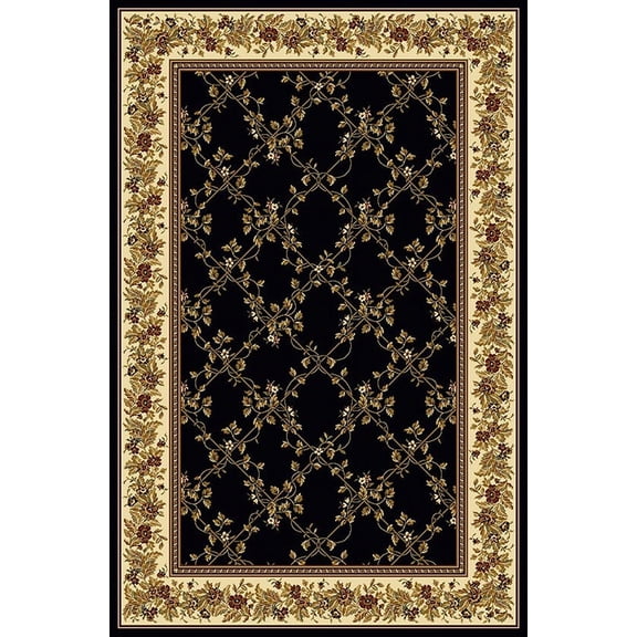 Radici Usa Noble Area Rug 1427 Black Floral Country 5' 5" x 8' 3" Rectangle