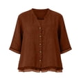 thumbnail image 6 of 3/4 Length Sleeve Womens Tops Button Down V Neck Shirts Tunic Loose Fit Blouses Womens Lightweight Casual Dressy Tops Ladies Fall Outfits, 6 of 6