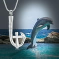 thumbnail image 7 of Cross Fish hook Urn Necklace for Ashes for Men Women Cremation Jewelry Pendant Fishing in Heaven Memorial Keepsake Ash Holder, 7 of 7