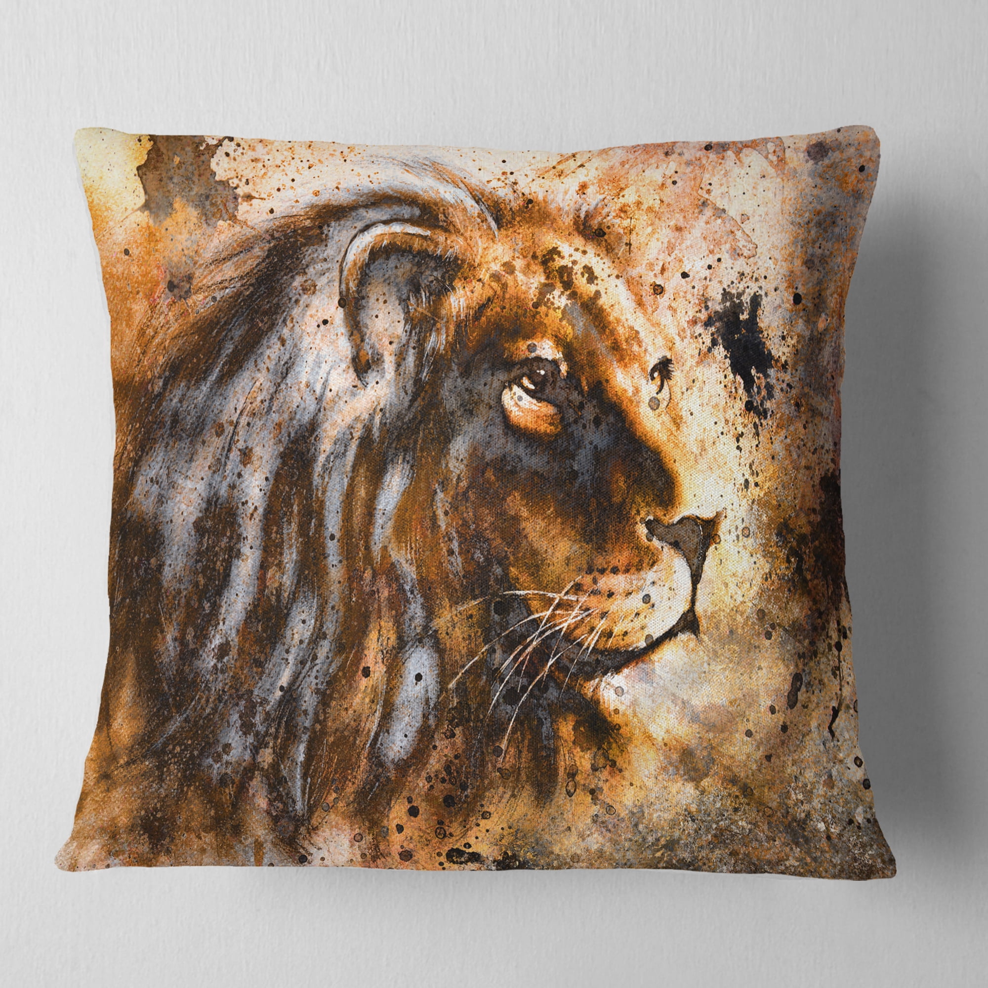 Designart Lion Collage - Animal Throw Pillow - 18x18