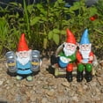 thumbnail image 5 of ICERUN Garden Gnomes,Resin Little Dwarf Serving Beer Garden Statues,Red Pointed Hat Gnome Garden Gnomes Outdoor,Style2, 5 of 7