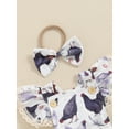 thumbnail image 6 of Nygoyerh Baby Girls Summer Cute Romper 3M 6M 12M 18M Chicken Print Lace Trim Ruffled Sleeve Jumpsuit Newborn Infant Casual Square Neck Bodysuit with Headband, 6 of 9