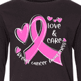 thumbnail image 4 of Inktastic Love, Care, Cure Breast Cancer Awareness Pink Ribbon Long Sleeve Youth T-Shirt, 4 of 5