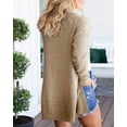 thumbnail image 2 of Women's open front long sweater knitted cardigan coat with pockets, 2 of 3
