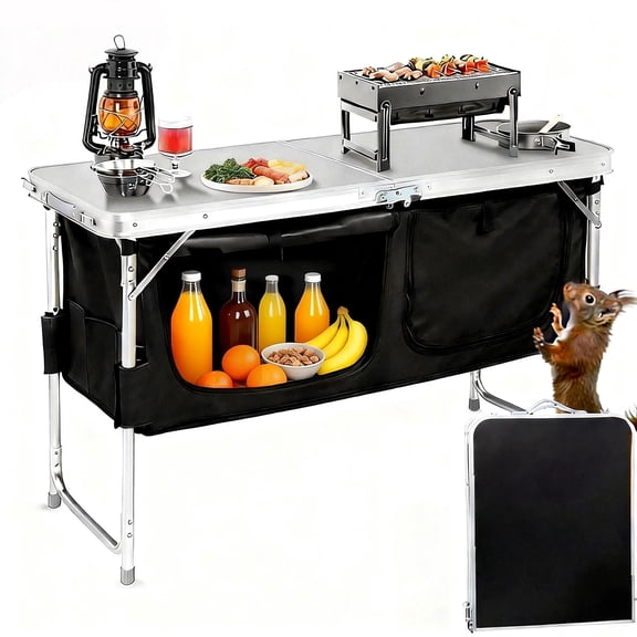 Acpouw Camping Table Portable, Lightweight Outdoor Table Height Adjustable for BBQ, Patio, Beach, Backyard, Party, Travel Cooking