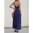 thumbnail image 3 of Vestido CUPSHE para mujer, cuello en V, maxi sol, azul marino, talla XL, 3 of 5