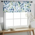 thumbnail image 2 of Navy Blue Leaves Valance Curtains for Kitchen/Living Room/Bathroom/Bedroom Window, Rod Pocket Small Topper Half Short Window Curtains Voile Sheer Scarf, Green Summer Botanical 42"x18", 2 of 8