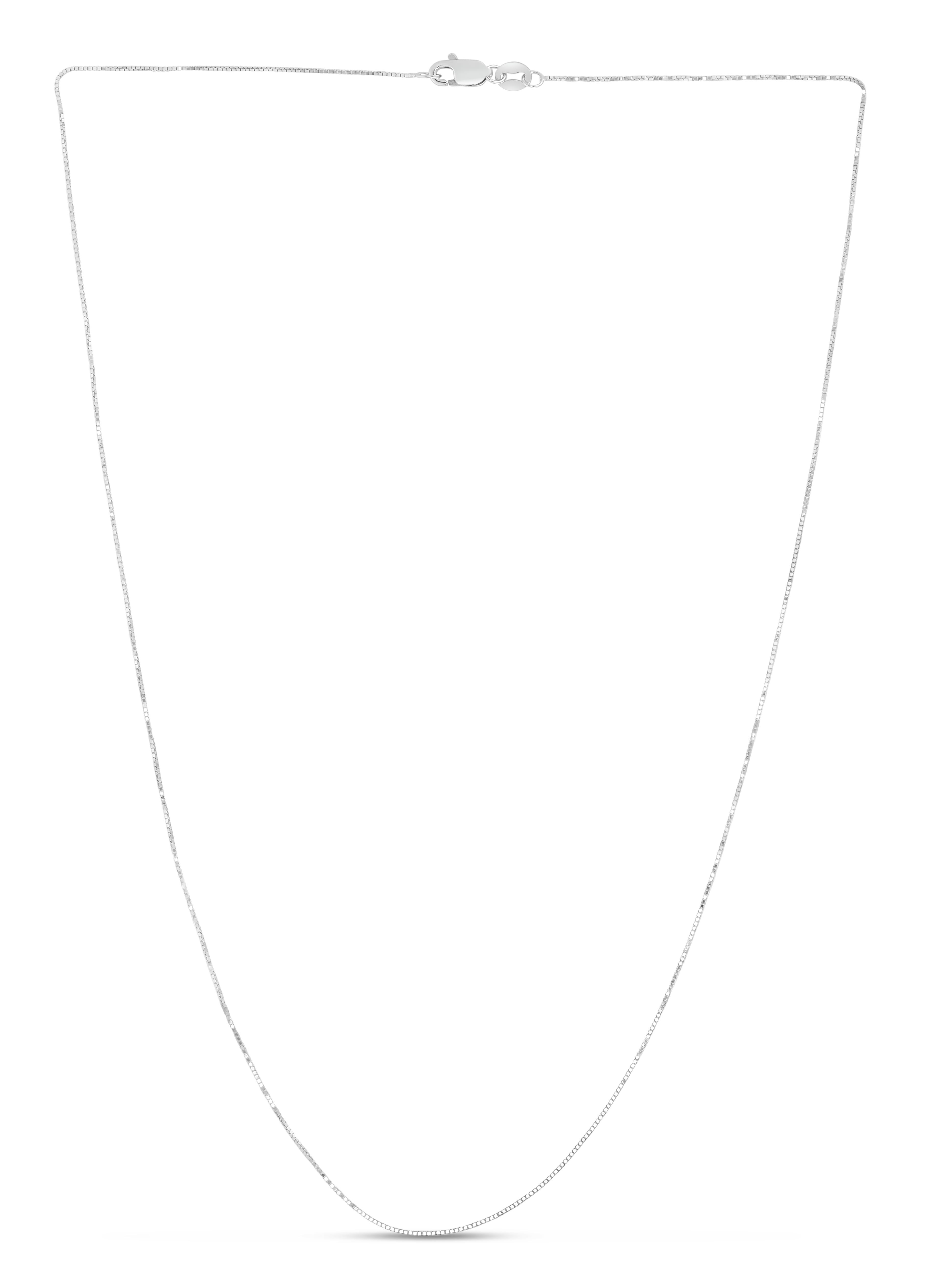 14K White Gold 18in Box Chain with Lobster Clasp