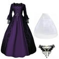 thumbnail image 1 of Tqyyweavej Robes Gothiques pour Femmes Vintage Élégante Renaissance Médiévale Robe à Manches Longues Robe de Mariage Victorienne Robes de Bal de Soirée Costume d'Halloween avec Jupe et Collier, 1 of 4