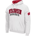 thumbnail image 2 of Men's Colosseum White Wisconsin Badgers Double Arch Pullover Hoodie, 2 of 3