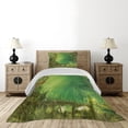 thumbnail image 3 of Ambesonne Rainforest Quilted Coverlet 2 Pcs, Butterfly, Twin Size, Green, 3 of 5