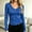 #Blue, variant on Women's V Neck Ribbed Knit Long Sleeve T Shirt,Slim Fit Stretch Basic Layering Top,Army Green,Women's Plus Size L