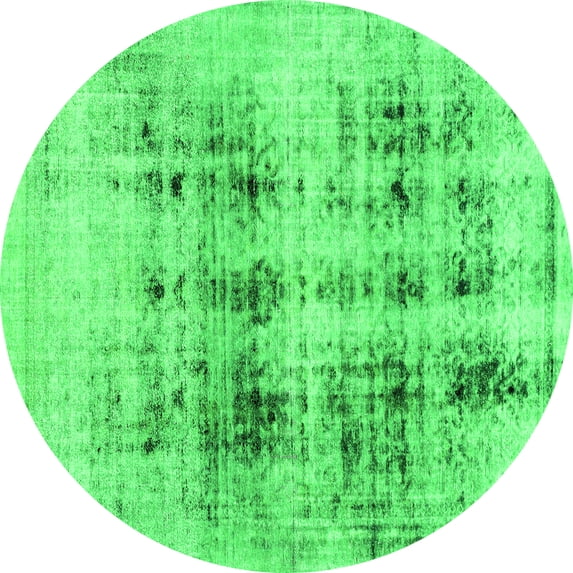 Ahgly Company Indoor Round Abstract Green Modern Area Rugs, 8' Round