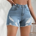 thumbnail image 4 of Xixinqiwan No Boundaries Women's Casual Stretchy Denim Shorts High Waisted Butt Lift Ripped Raw Hem Jeans Shorts Plus Size, 4 of 7