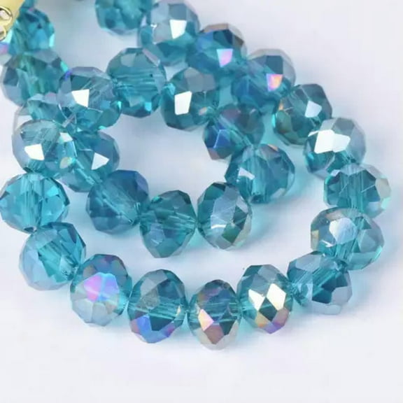EOEMY 3mm 4mm 6mm 8mm 10mm 12mm Ab Rondelle Faceted Crystal Glass Loose Beads Lot-12A) Peacock Blue Ab-3X2mm (100Pcs)