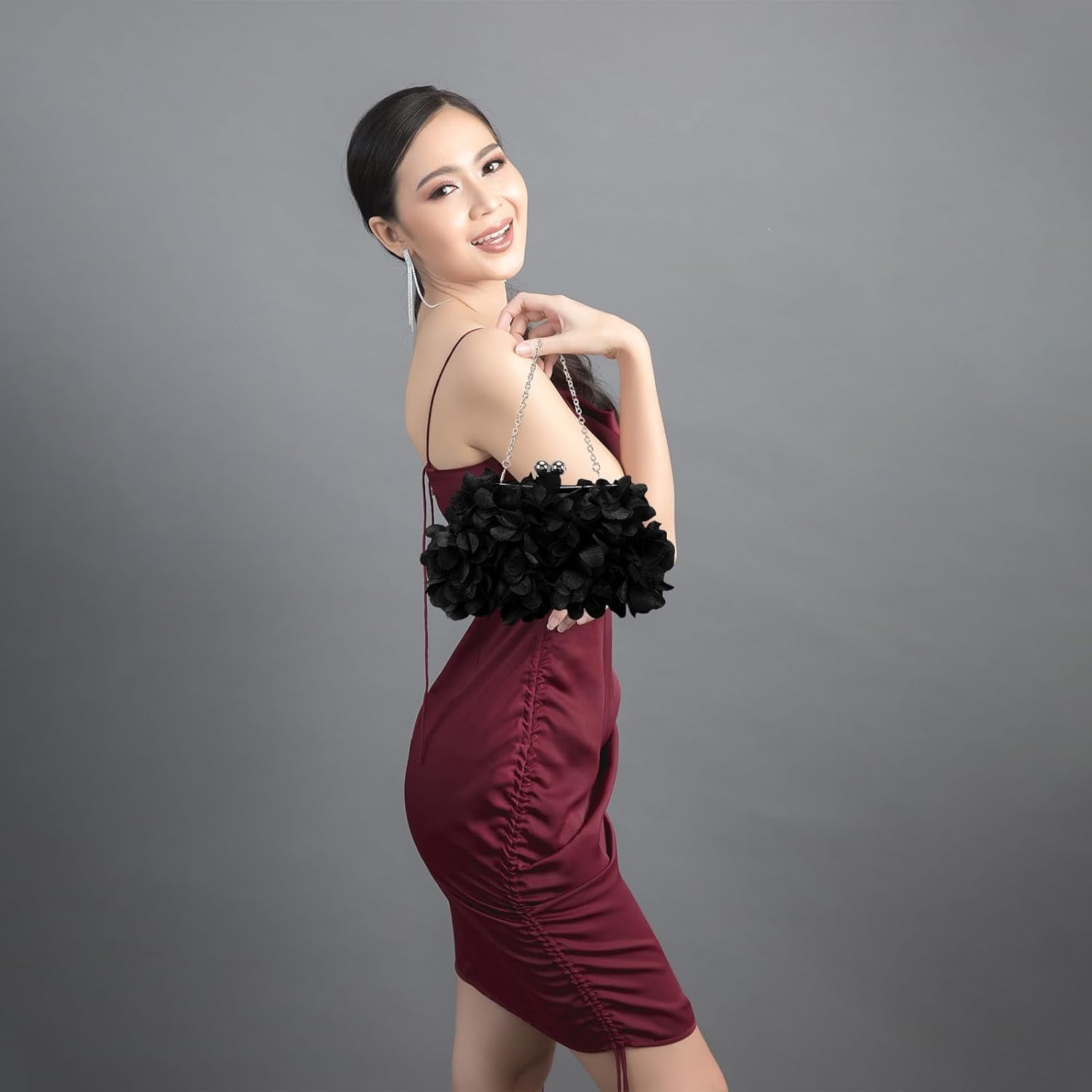 Women Clutch Evening Bag Small Floral Purses with Chain for Wedding, Party, Prom