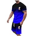 thumbnail image 1 of toraway Automne Costumes pour Hommes Grande Taille 5X Costume d'Automne Grande Taille Manches Courtes Col Rond Ensemble Sport Décontracté Petit Imprimé Noix de Coco m, 1 of 4