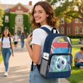 thumbnail image 3 of ZIATUBLES Clear Backpack Heavy Duty, Electric Soccer Ball Printed Fabric & PVC Transparent Bookbag with Reinforced Strap, Large Capacity See Through Backpack for School, Travel, 3 of 7